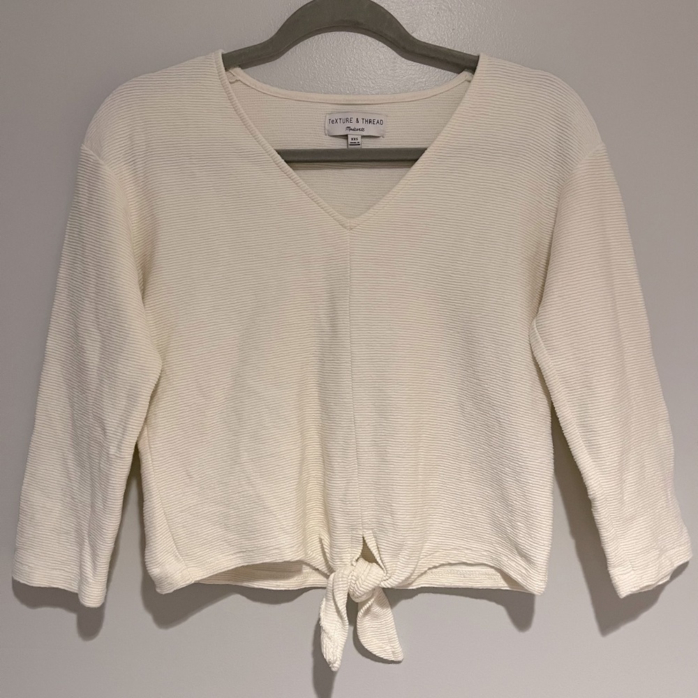 Madewell TeXTURE & THREAD Long Sleeve Tied Cropped Ribbed Sweater XXS